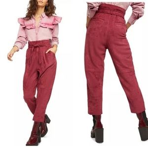 Free People Vegan Suede High Rise Paper Bag Pants